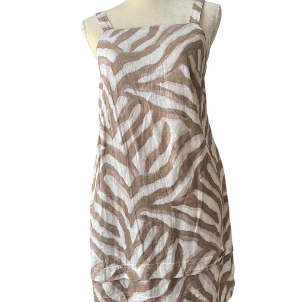 TIME & TRU Zebra Print Mini Dress tan/Cream XS